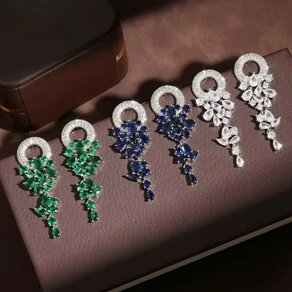 Anthropologie Green and Silver Statement Earrings - Picture 4 of 4